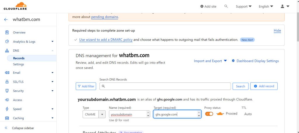 add subdomain in blogger using cloudflare