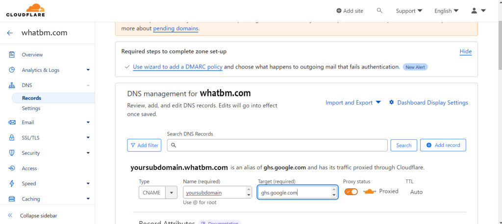 add subdomain in blogger using cloudflare
